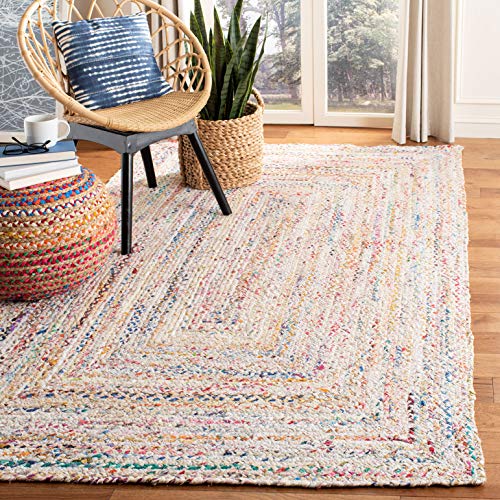 SAFAVIEH Braided Collection 8′ x 10′ Ivory/Multi BRD210B Handmade Boho Reversible Cotton Area Rug | The Storepaperoomates Retail Market - Fast Affordable Shopping