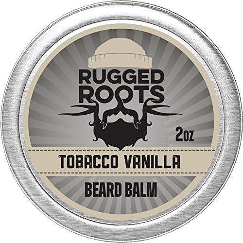 Beard Balm for Men by Rugged Roots – Hair Nourishing Beard Balm with Tobacco Vanilla Scent for Healthy Shiny Beards – Encourage Beard Growth and Strengthen Hair-Unique Stocking Stuffer