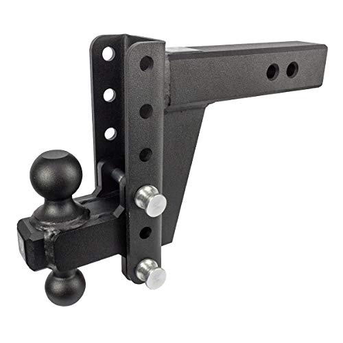 BulletProof Hitches 2.5″ Adjustable Extreme Duty (36,000lb Rating) 6″ Drop/Rise Trailer Hitch with 2″ and 2 5/16″ Dual Ball (Black Textured Powder Coat, Solid Steel)
