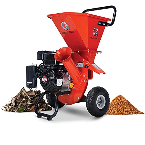GreatCircleUSA Wood Chipper Shredder Mulcher Heavy Duty Gas Powered 3 in 1 Multi-Function 3″ Inch Max Wood Diameter Capacity EPA/CARB Certified Aids in Fire Prevention – Building a Firebreak