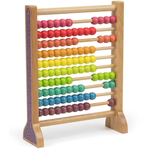 Imagination Generation Wooden Abacus Classic Counting Tool, Counting Frame Educational Toy with 100 Colorful Beads