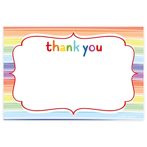 Colorful Rainbow Birthday Thank You Cards (20 Count)