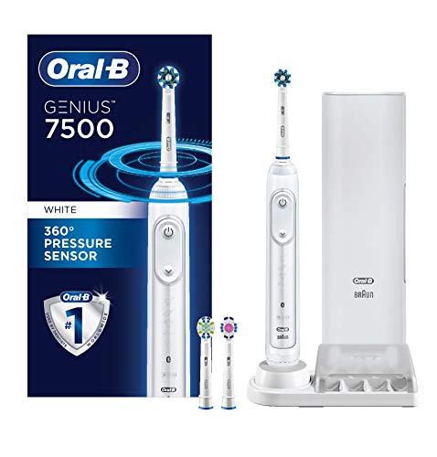 Oral-B 7500 Electric Toothbrush with Replacement Brush Heads and Travel Case, White