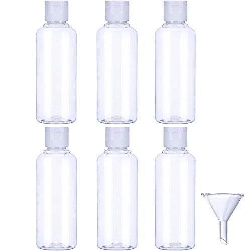 Hotop Transparent Plastic Air Flight Travel Bottle Set with Small Funnel for Flight, Airport, Holiday (100 ml, White)