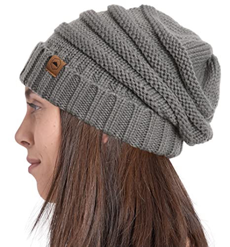 Tough Headwear Slouchy Beanie Winter Hat for Women – Slouch Oversized Large Baggy Cable Knit Hats – Warm & Cute Chunky Knitted Cap for Cold Weather – Stylish & Trendy Snow & Ski Beanies for Ladies
