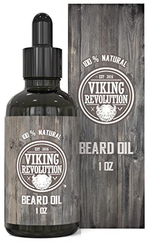 Viking Revolution Beard Oil Conditioner – All Natural Unscented Argan & Jojoba Oils – Softens, Smooths & Strengthens Beard Growth – Grooming Beard and Mustache Maintenance Treatment, 1 Pack