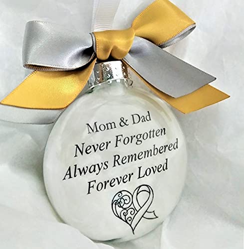 Mom and Dad Memorial Christmas Ornament Loss of Parents Sympathy Gift GS Bow