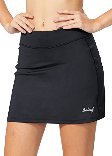BALEAF Women’s Tennis Skirts Golf Skorts Lightweight Athletic Skirts with Shorts Pockets Running Workout Sports Black Size M