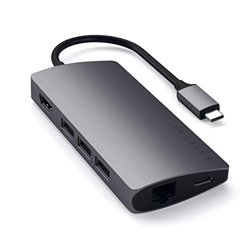 Satechi USB C Hub Multiport Adapter V2 – USB C Dongle – 4K HDMI (60Hz), 60W USB C Charging, GbE, SD/Micro Card Readers, USB 3.0 – USBC Hub for MacBook Pro/Air M1 M2 (Space Gray)