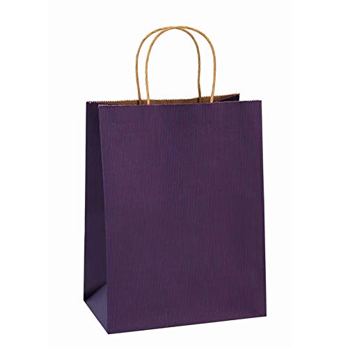BagDream Gift Bags 8×4.25×10.5 Inches 100Pcs Paper Bags with Handles Bulk, Shopping Bags Kraft Bags Retail Bags Craft Bags 100% Recyclable Paper Gift Bags Purple