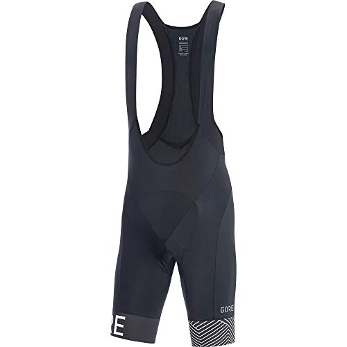 GORE WEAR mens C5 Opti Bib Shorts+ cycling compression shorts, Black/White, Large US