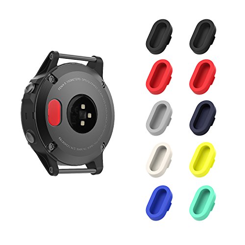 MoKo Dust Plug Compatible with Garmin Fenix 7/7S/7X/ 5/5S/5X/6/6S/6X/6 Pro/6S Pro/6X Pro/Forerunner 935/Vivoactive 4/Venu,10 Pack Silicone Charger Port Protector Anti Dust Plugs Caps, Multi Colors A