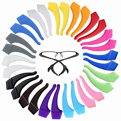 MOLDERP Glasses Ear Grip – 15 pairs Kids and Adults Sport Eyeglass Strap Holder, Eyewear Retainer, Silicone Anti Slip Holder For Glasses, Eyeglass Temple Tip (Multicolored1)
