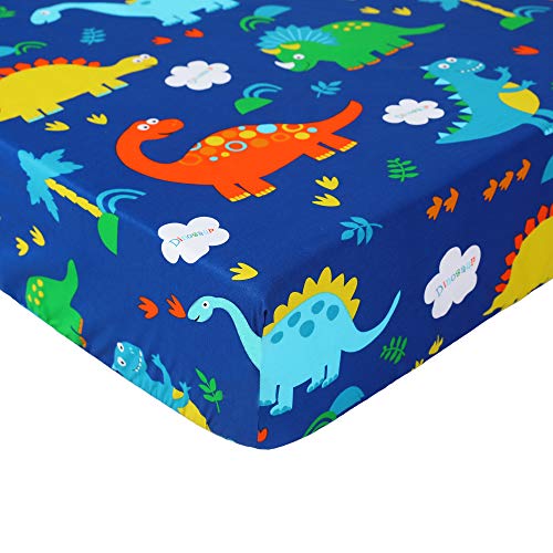 UOMNY Crib Sheets for Boys Fitted Crib Sheet Baby Sheet for Standard Crib and Toddler Mattresses Nursery Bedding Sheet Crib Mattress Sheets for Boys and Girls1 Pack Dinosaur Toddler Sheet