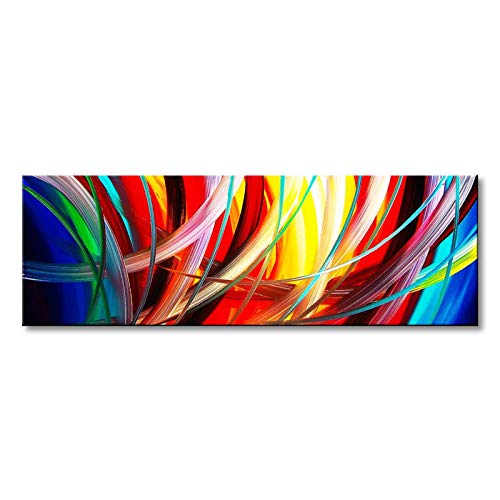 Seekland Art Handmade Acrylic Painting Abstract Canvas Wall Art Modern Contemporary Artwork for Home Decoration (Framed 48″ W x 16″ H)