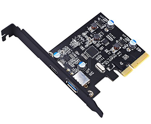 TOTOVIN PCI-E PCI Express to USB 3.1 Gen 2 (10 Gbps) Type A+Type C Expansion Card Asmedia Chipset for Windows 7/8/8.1/10/Linux Kernel (Type A+Type C)