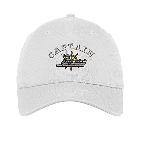 Speedy Pros Soft Baseball Cap Fishing Boat Captain Embroidery Boats Fisherman Twill Cotton Embroidered Dad Hats for Men & Women White Design Only
