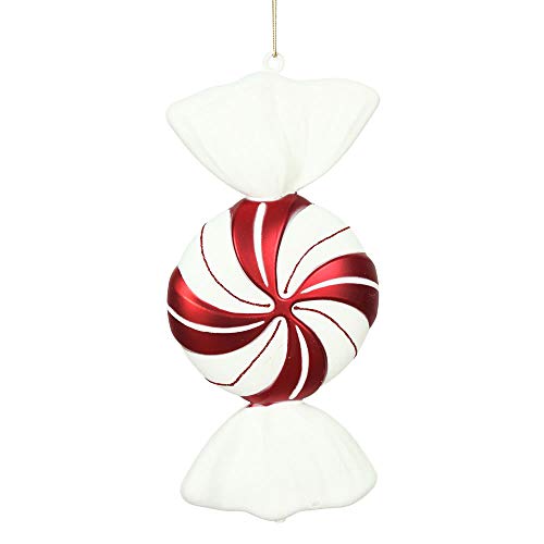 Vickerman 12″ Red-White Round Swirl Candy Christmas Ornament. There are 2 Ornaments per Pack.