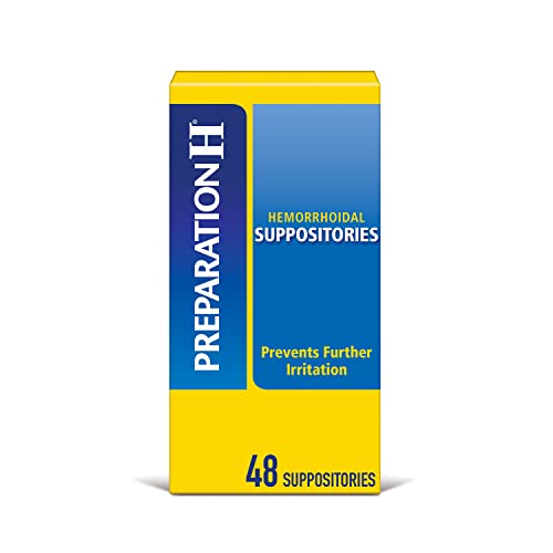 PREPARATION H Hemorrhoid Symptom Treatment Suppositories, Burning, Itching and Discomfort Relief (48 Count)