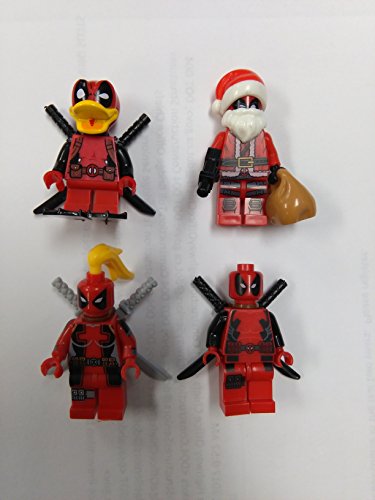 unknown manufacture Deadpool, Lady Deadpool, Deadpool Santa Deadpool The Duck KO Minifigure lot in Clear Bag Sealed Condition with Free Gold Optimus Prime Minifigure