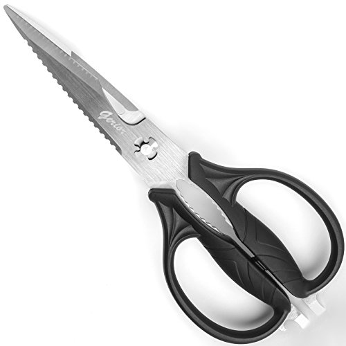 Kitchen Shears Come-Apart – Heavy Duty Culinary Scissors for Cutting Poultry, Fish, Meat, Food – Large Size (9.25”) – Ultra Sharp Blade – Black Handle