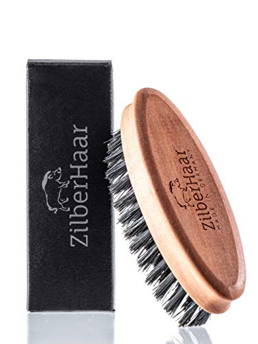 ZilberHaar – Pocket Mustache and Beard Brush – Soft Boar Bristles and Pearwood – Perfect Beard Grooming Tool for Men – Relieves Beard Itch, Works with all Beard Balms and Beard Oils – Made in Germany