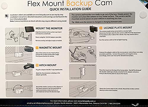 Yada Winplus Flex Mount Backup Camera with 5″ Display and 3 Universal Mounts