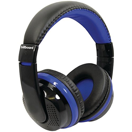 Billbord Rechargeable Bluetooth Wireless Over-Ear Folderable Headphones with Enhanced Bass, Controls, Microphone – Blue