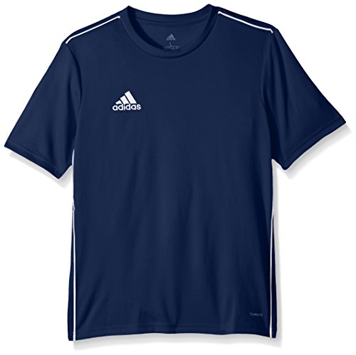 adidas unisex-child Juniors’ Core 18 Training Soccer Jersey Dark Blue/White ,Medium
