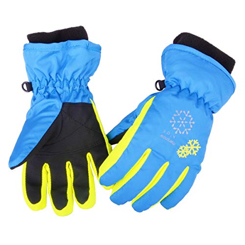 Azarxis Kids Children Ski Gloves Winter Snow Gloves Waterproof Winter Warm Gloves for Snowboarding, Sledding (S, Blue)