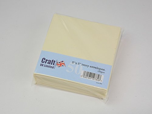 Craft UK Limited Square Blank Envelopes Ivory Cream – per Pack of 50