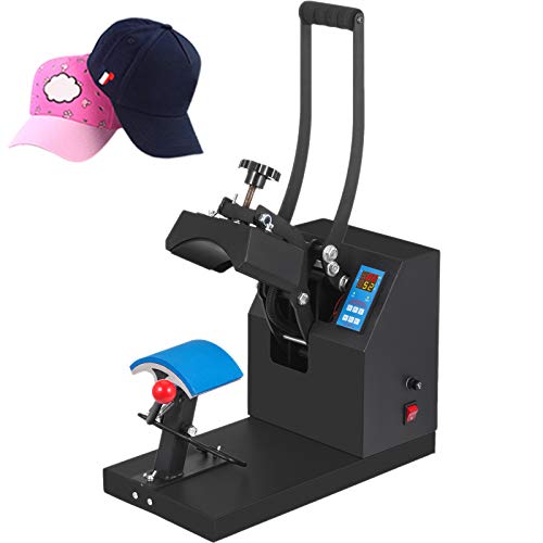 VEVOR Heat Press 6×3.75Inch Curved Element Hat Press Clamshell Design Heat Press for Hats Rigid Steel Frame No Stick Digital LCD Timer and Temperature Control (6×3.75Inch Clamshell Design)