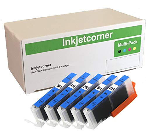 Inkjetcorner Compatible Ink Cartridges Replacement for CLI-251XL CLI-251 for use with IP7220 iX6820 MG5520 MG5522 MG5620 MG6620 MG5420 MG6420 MX920 MX922 (Cyan, 5-Pack)