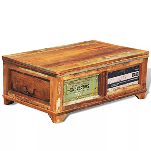 Festnight Vintage Storage Cabinet Box Reclaimed Wood Coffee Table Tea End Table Pure Handmade for Home Office Living Room Furniture