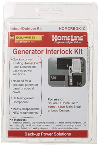 Square D – HOMCRBGK1C Homeline Generator Inter-Lock Kit, For Use on Outdoor 100A-125A Main Breaker Load Centers