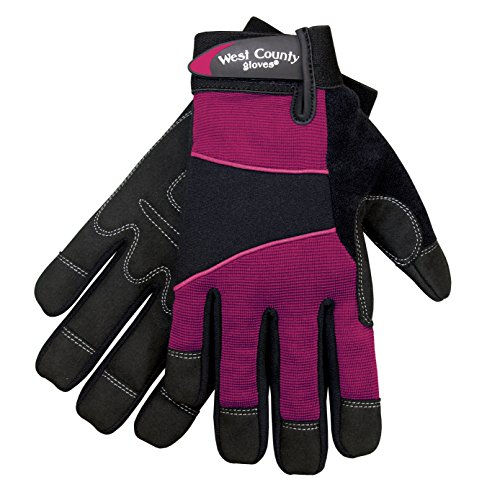 West County 012F/XS Women’s Gloves – X-Small, Berry, Work Gloves with Four-Way Spandex Backing, Adjustable Cuff
