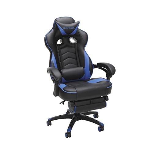 RESPAWN 110 Ergonomic Gaming Chair with Footrest Recliner – Racing Style High Back PC Computer Desk Office Chair – 360 Swivel, Adjustable Lumbar Support, Headrest Pillow, Padded Armrests – 2019 Blue