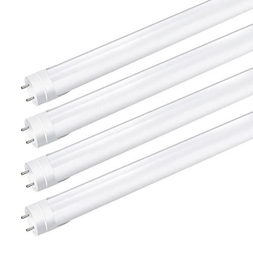 LightingWill LED T8 Light Tube 4FT, Warm White 3000K-3500K, Dual-End Powered Ballast Bypass, 2000Lumen 18W (40W Equivalent Fluorescent Replacement), Frosted Cover, AC85-265V Lighting Fixture, 4 Pack