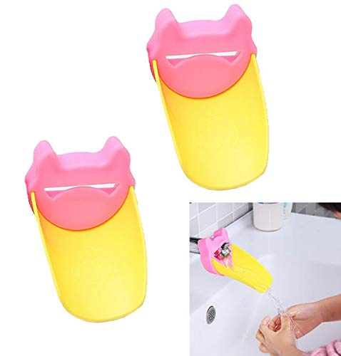 Set of 2 Bath Spout Cover Soft Flexible Silicone for Your Bathtub; Baby Safety,Faucet Extender (Pink)