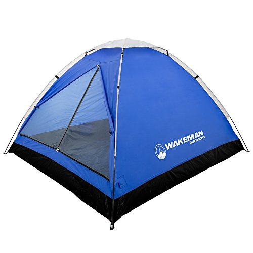 2-Person Tent – Water-Resistant Dome Tent with Removable Rain Fly and Carry Bag for Camping, Backpacking, Hiking, and Festivals by Wakeman (Blue)