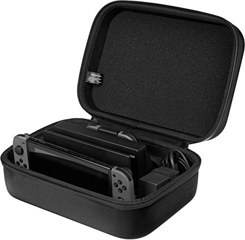 Amazon Basics Hard Shell Travel and Storage Case for Nintendo Switch and Switch OLED- 12 x 4.8 x 9 Inches, Black