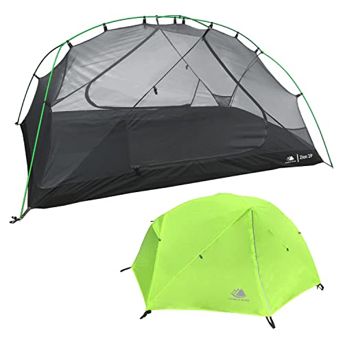 Hyke & Byke Zion Hiking & Backpacking Tent – 3 Season Ultralight, Waterproof Tent for Camping w/Rain Fly and Footprint – 2 Person – Lime Green