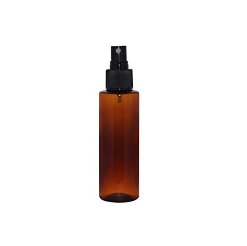WM (Bulk Pack of 24) 4 oz Amber Refillable, Empty Plastic Cylinder Bottles with Black Fine Mist Spray Cap. Used in DIY Oils, Soap, Shampoo, Hydration, Cleaning, Cosmetics, Aromatherapy and more