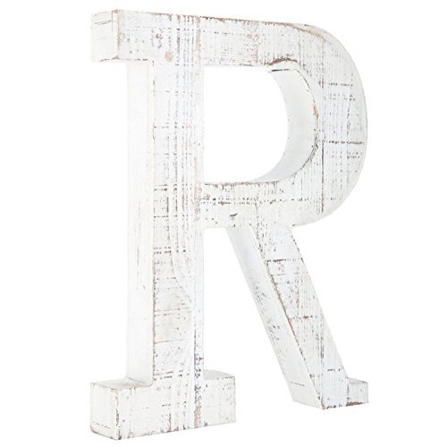 Distressed White Alphabet Wall Décor/Free Standing Monogram Letter R