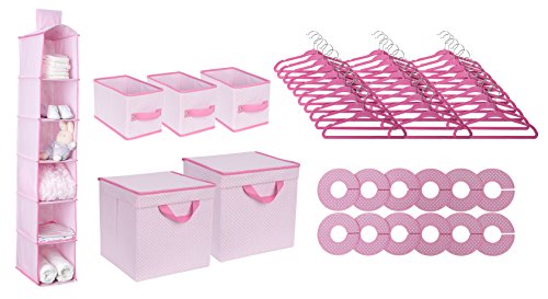 Delta Children Nursery Storage 48 Piece Set – Easy Storage/Organization Solution – Keeps Bedroom, Nursery & Closet Clean, Barely Pink