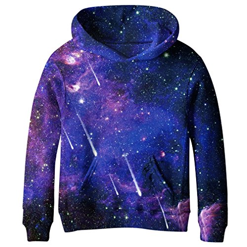 SAYM Teen Boys’ Galaxy Fleece Sweatshirts Pocket Pullover Hoodies 4-16Y NO37 S