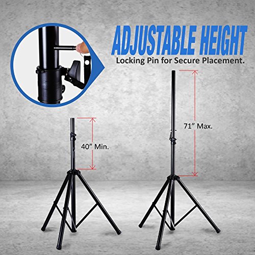 Pyle Universal Dual PA DJ Tripod 2 Speaker Stand Kit with Adjustable Height & Storage Bag Constructed with Heavy Duty Durable Steel & Lightweight for Easy Mobility Safety PIN Screw Locks PSTK107,Black | The Storepaperoomates Retail Market - Fast Affordable Shopping