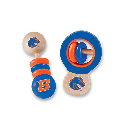 BabyFanatic Wood Rattle 2 Pack – NCAA Boise State Broncos – Officially Licensed Baby Toy Set