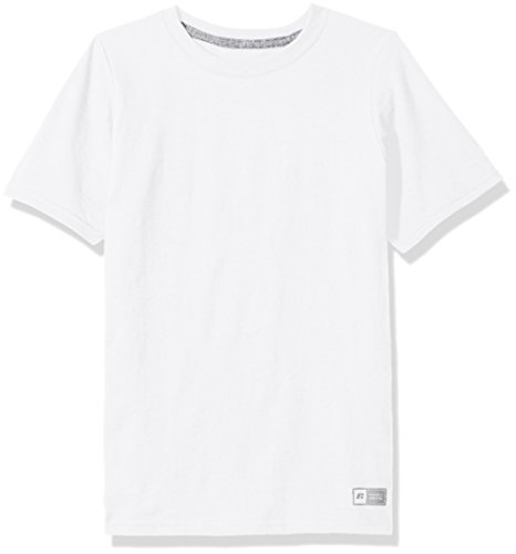 Russell Athletic Boys’ Big Performance Cotton Short Sleeve T-Shirt, White, Large
