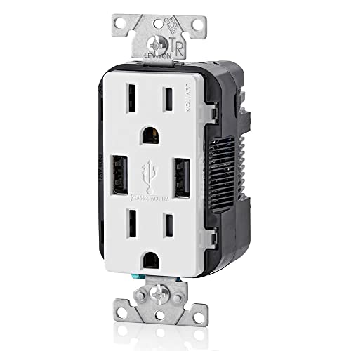 Leviton T5632-3BW 15-Amp USB Charger/Tamper Resistant Duplex Receptacle Pack of 3, White | The Storepaperoomates Retail Market - Fast Affordable Shopping
